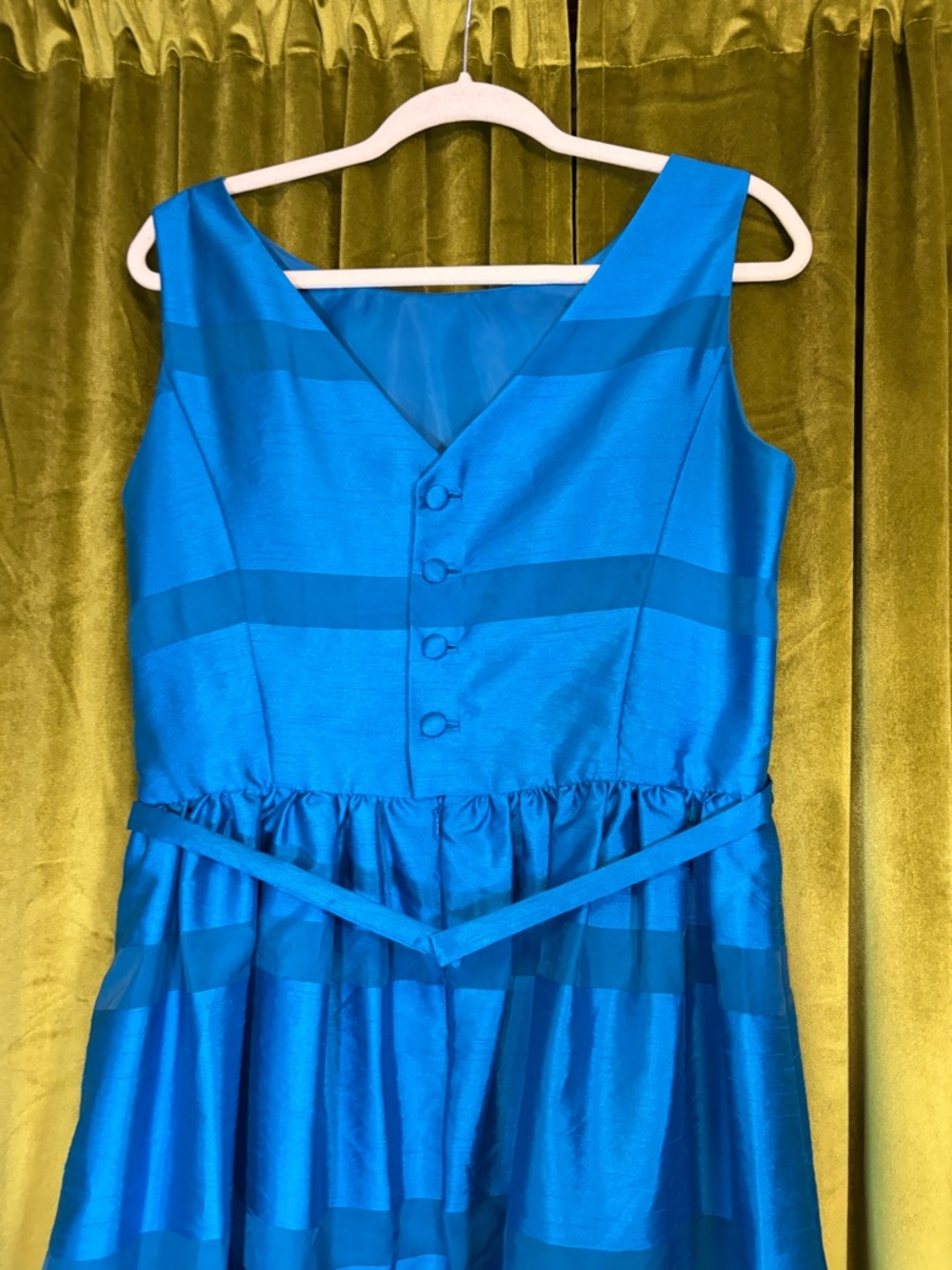 Taylor Bright Royal Blue Fit & Flare Striped Cocktail Dress. Size 12 Retail $198 - Picture 4 of 8